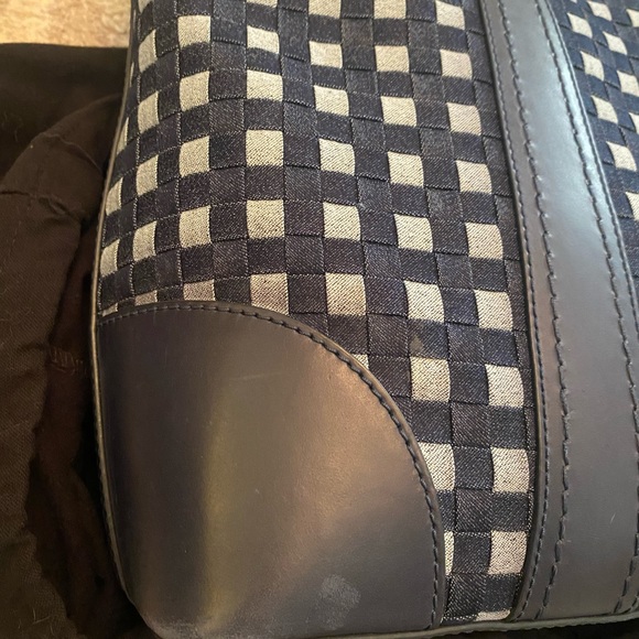 Frye large denim / leather tote NAVY new without tags - Picture 4 of 16